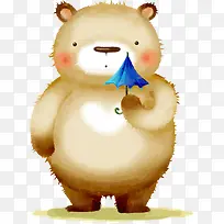 拿雨伞的可爱小熊矢量手绘素材-空若网 拿雨伞的可爱小熊矢量手绘素材-空若网