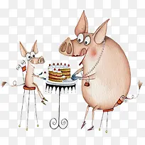 水彩小猪蛋糕-空若网 水彩小猪蛋糕-空若网