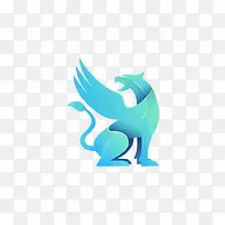 蓝青色渐变有翅膀动物图案-空若网 蓝青色渐变有翅膀动物图案-空若网