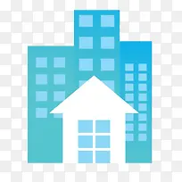 蓝色清新乡村扁平化房子图案-空若网 蓝色清新乡村扁平化房子图案-空若网