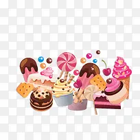 矢量彩色奶油巧克力食物集合-空若网 矢量彩色奶油巧克力食物集合-空若网