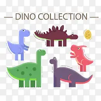 5款彩色恐龙设计矢量素材-空若网 5款彩色恐龙设计矢量素材-空若网
