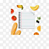 蔬菜水果面包边框和笔记本-空若网 蔬菜水果面包边框和笔记本-空若网