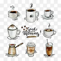 手绘咖啡杯子免抠下载-空若网 手绘咖啡杯子免抠下载-空若网