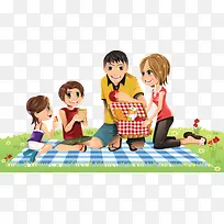 可爱孩子野炊野餐格纹布-空若网 可爱孩子野炊野餐格纹布-空若网