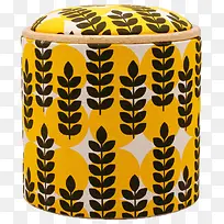 橙色黑叶子沙发圆凳-空若网 橙色黑叶子沙发圆凳-空若网