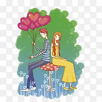 手绘拿气球的男士-空若网 手绘拿气球的男士-空若网