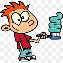 卡通挤牙膏的小男孩矢量-空若网 卡通挤牙膏的小男孩矢量-空若网