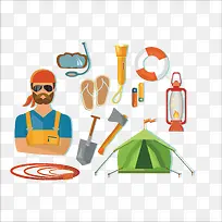 扁平化人物露营生活用具-空若网 扁平化人物露营生活用具-空若网