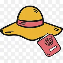 遮阳帽护照旅游出行元素图标矢量-空若网 遮阳帽护照旅游出行元素图标矢量-空若网