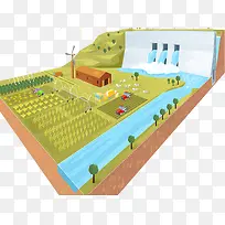 水力发电插画-空若网 水力发电插画-空若网