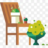 卡通木椅花盆盆栽-空若网 卡通木椅花盆盆栽-空若网