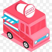 2.5D矢量红色饮料车插画-空若网 2.5D矢量红色饮料车插画-空若网