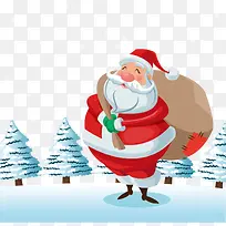 圣诞老人发礼物矢量图片-空若网 圣诞老人发礼物矢量图片-空若网
