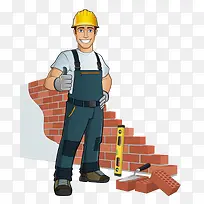 砌墙的工人-空若网 砌墙的工人-空若网