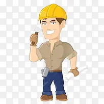 拿铁锤带黄色安全帽的装修工人-空若网 拿铁锤带黄色安全帽的装修工人-空若网