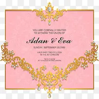 粉宝石花纹婚礼请帖-空若网 粉宝石花纹婚礼请帖-空若网