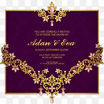 紫色宝石花纹婚礼请帖-空若网 紫色宝石花纹婚礼请帖-空若网