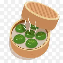传统中国饮食清明节食物青团插图-空若网 传统中国饮食清明节食物青团插图-空若网