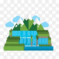 扁平化瀑布风景设计-空若网 扁平化瀑布风景设计-空若网