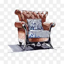 水彩手绘沙发-空若网 水彩手绘沙发-空若网