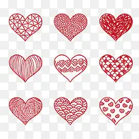 9款红色花纹爱心矢量素材-空若网 9款红色花纹爱心矢量素材-空若网