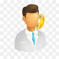 白色医生头像黄色电话-空若网 白色医生头像黄色电话-空若网