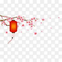 免抠粉色树枝上的灯笼-空若网 免抠粉色树枝上的灯笼-空若网