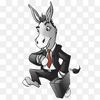 穿西装看表的卡通骡子-空若网 穿西装看表的卡通骡子-空若网