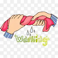 手绘卡通拧衣服-空若网 手绘卡通拧衣服-空若网