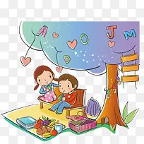 大树下野餐的男女情侣-空若网 大树下野餐的男女情侣-空若网