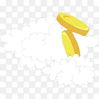 矢量云朵金币手绘卡通素材-空若网 矢量云朵金币手绘卡通素材-空若网