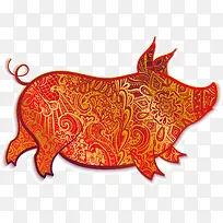 红色的小猪矢量图-空若网 红色的小猪矢量图-空若网