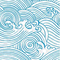 蓝色海浪花纹矢量无缝拼接素材-空若网 蓝色海浪花纹矢量无缝拼接素材-空若网