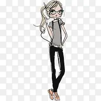 手绘卡通女孩素材-空若网 手绘卡通女孩素材-空若网