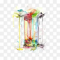 创意水彩与青蛙素材图-空若网 创意水彩与青蛙素材图-空若网