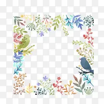 矢量手绘彩色装饰植物边框-空若网 矢量手绘彩色装饰植物边框-空若网