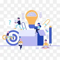 商务办公灯泡发明插画-空若网 商务办公灯泡发明插画-空若网