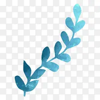 蓝色花枝水彩叶子-空若网 蓝色花枝水彩叶子-空若网