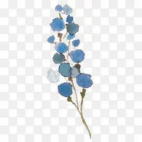 水彩蓝色复古国画风格花枝-空若网 水彩蓝色复古国画风格花枝-空若网