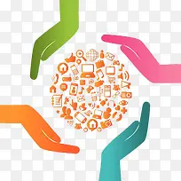 四个人手包围一个圆圈-空若网 四个人手包围一个圆圈-空若网