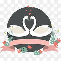 矢量一对天鹅-空若网 矢量一对天鹅-空若网