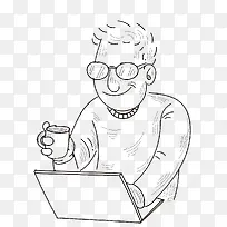 简笔画喝咖啡的男士-空若网 简笔画喝咖啡的男士-空若网