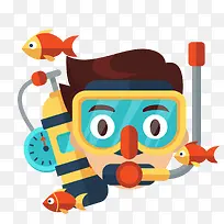 彩色扁平化潜水元素-空若网 彩色扁平化潜水元素-空若网