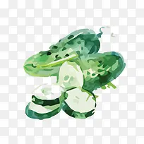 矢量水彩切片黄瓜素材-空若网 矢量水彩切片黄瓜素材-空若网