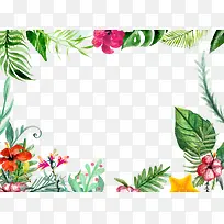 彩色叶子玫瑰花边框-空若网 彩色叶子玫瑰花边框-空若网