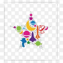 星星 扁平化 彩色 拼接图案-空若网 星星 扁平化 彩色 拼接图案-空若网