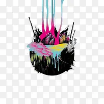 粉色颜料插画风景-空若网 粉色颜料插画风景-空若网