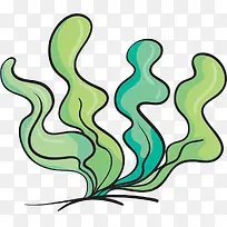 海洋植物手绘绿色海草-空若网 海洋植物手绘绿色海草-空若网
