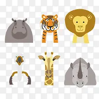 6款卡通动物头像矢量素材-空若网 6款卡通动物头像矢量素材-空若网